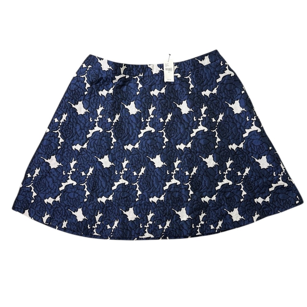 Lane Bryant Floral A-Line Skirt Navy Blue White Jacquard Plus Size 22 1048328